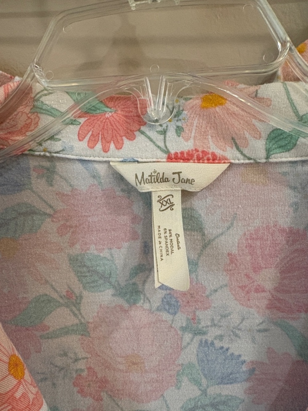 Matilda Jane Pastel Floral Button-Up PJ Set in Coral, Mint & Blue - Picture 2 of 13